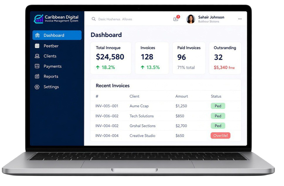 Caribbean Digital invoice management dashboard